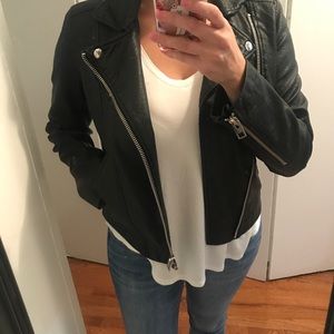 Motorcycle leather jacket faux